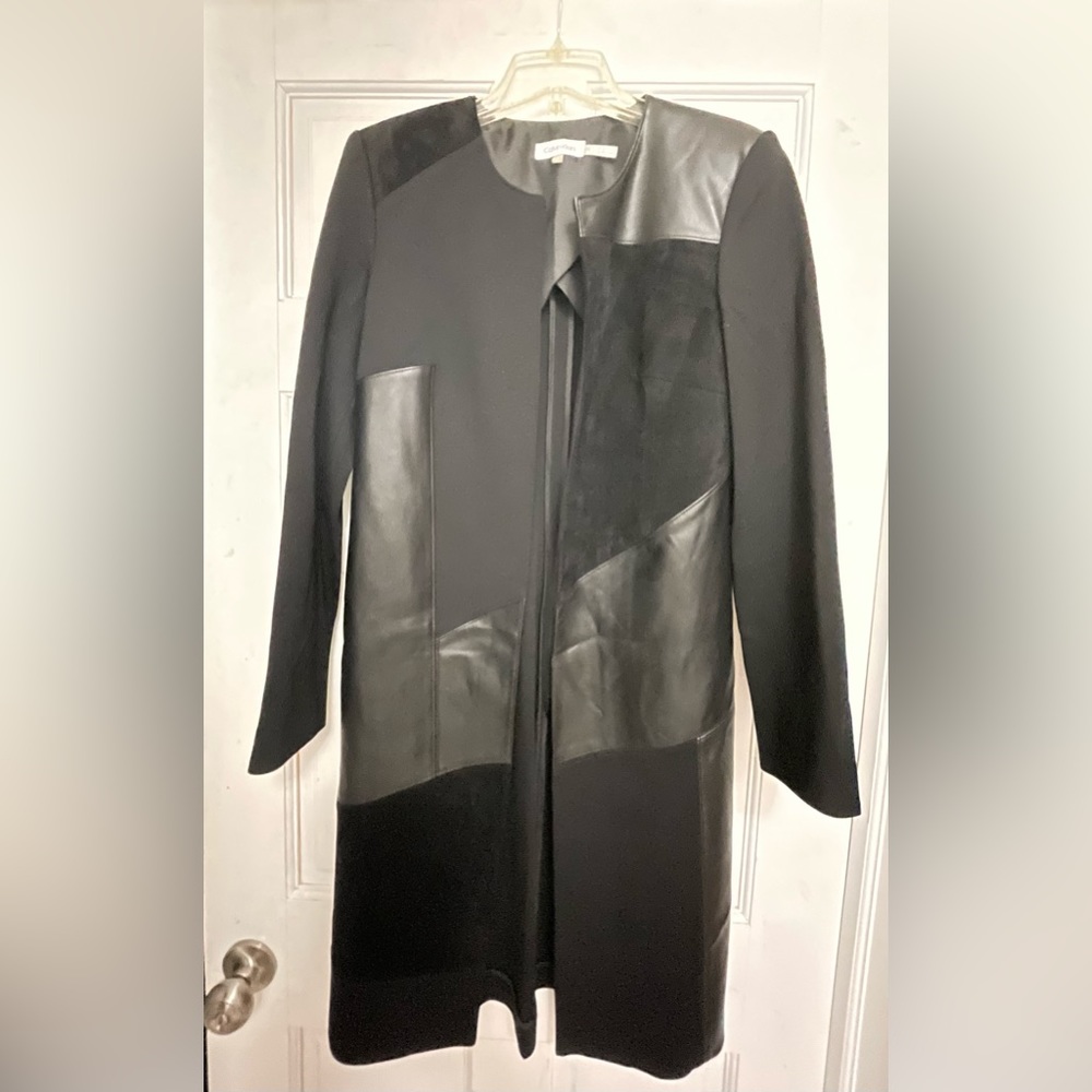 Calvin Klein long black multi-media jacket /blazer